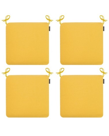 Galettes de chaises extérieur à nouettes jaune - Lot de 4 - 44x44
