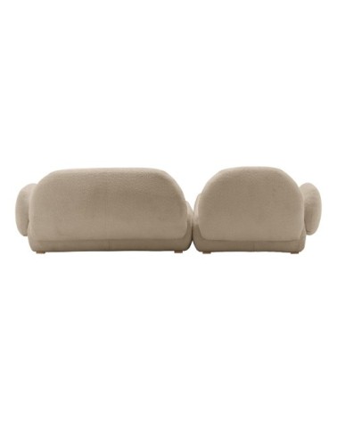 Canapé angle gauche 5 places en tissu bouclette beige