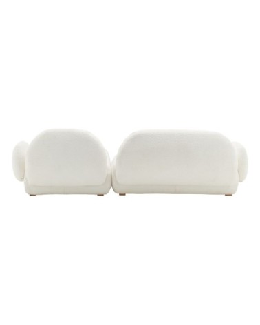 Canapé angle droit 5 places en tissu bouclette ivoire