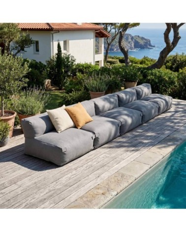Salon de jardin modulable 5 places gris