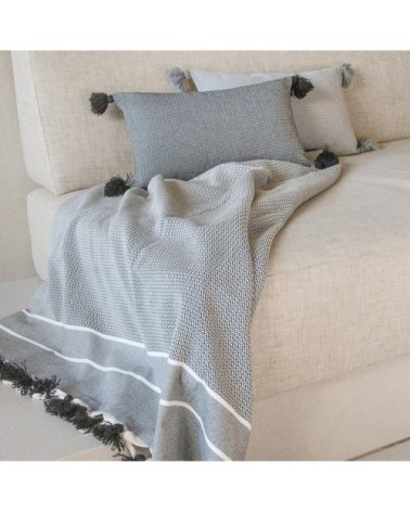 Plaid coton gris moyen 130x170
