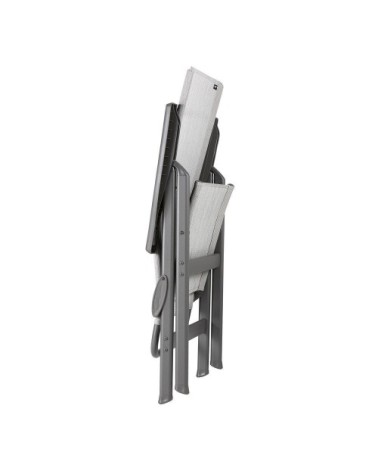 Fauteuil pliant dossier haut en aluminium gris l64xl62xh117
