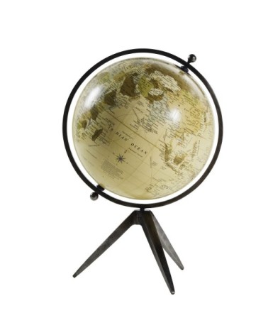 Globe terrestre carte du monde en métal effet vieilli