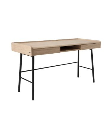 Bureau effet bois clair et pieds en métal noir