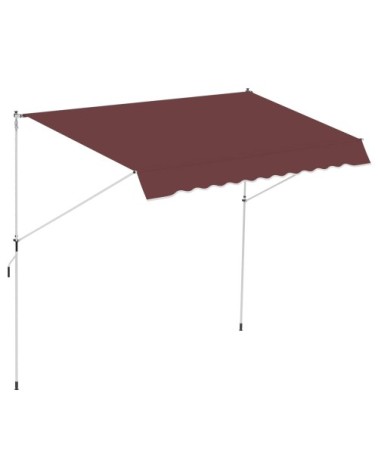 Auvent télescopique sans perçage métal alu polyester bordeaux