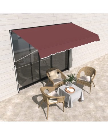 Auvent télescopique sans perçage métal alu polyester bordeaux