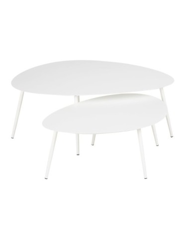 Tables basses gigognes de jardin en acier blanc