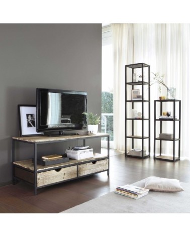 Colonne industrielle en bois de sapin massif et métal