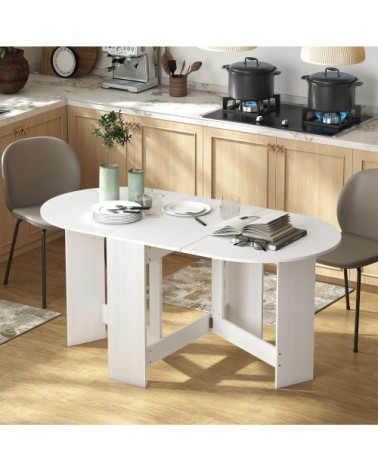 Table à manger pliante ovale 6 personnes métal blanc
