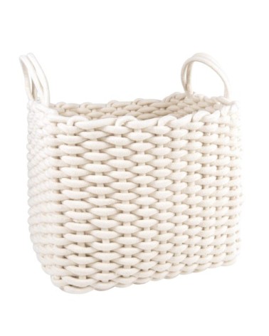 Panier rectangulaire en coton recyclé blanc