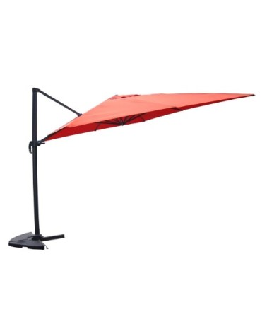Ensemble parasol terracotta 3x4m et 4 dalles à lester
