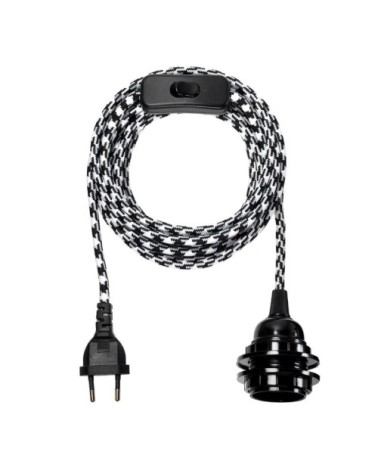 Fil électrique en tissu luminaire pied de poule 4,5m