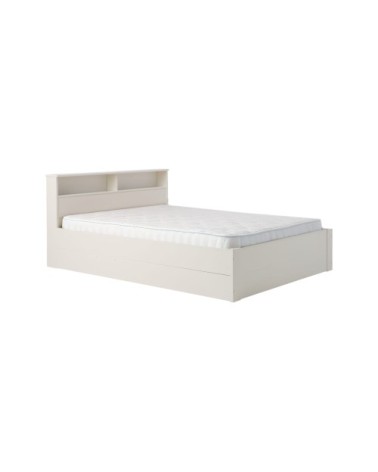 Lit coffre bois massif blanc 140 x 190 cm