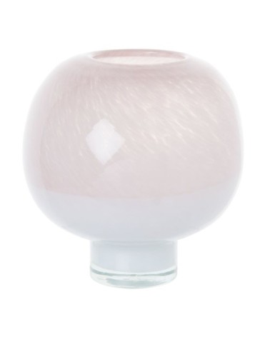 Vase en verre rose et blanc H17