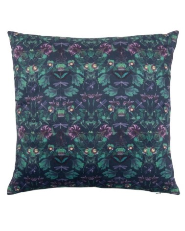 Coussin en suédine imprimé kaléidoscope bleu 45x45