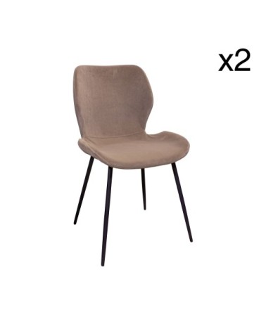 Lot de 2 chaises en velours taupe