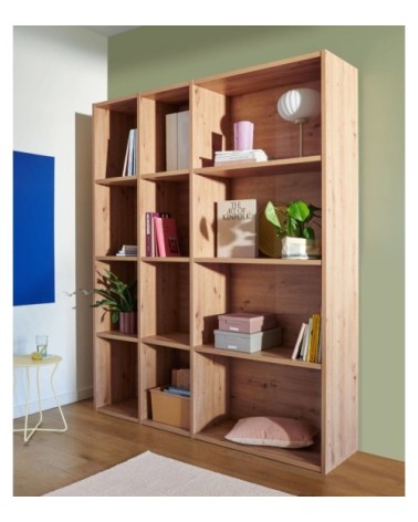 Bibliothèque 9 étagères effet bois