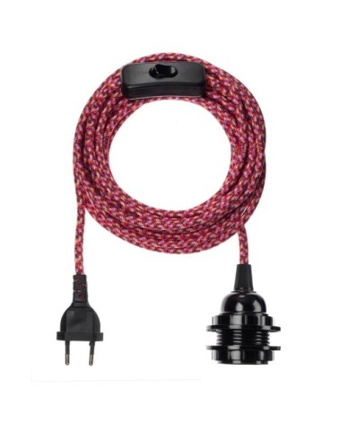 Fil électrique en tissu luminaire chevron rose rouge 4,5m