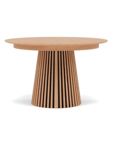 Table à manger ronde extensible effet bois 4 à 8 personnes bois
