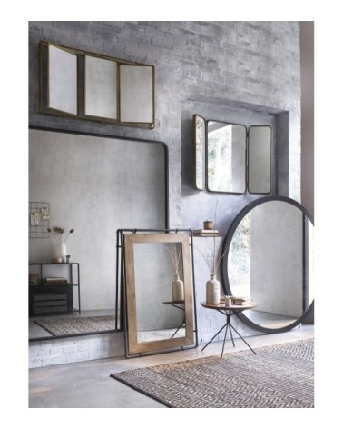 Miroir bords arrondis en métal noir 182x160