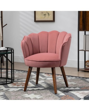 Fauteuil coquillage salon chambre velours rose
