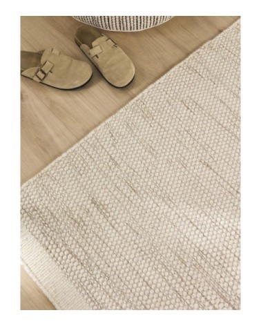 Tapis de couloir en laine crème 70x200