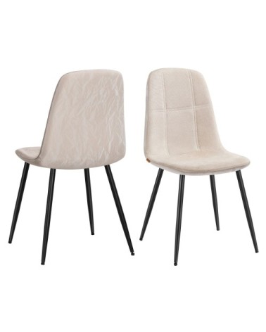 Chaises de salle à manger lot de 2 pieds réglables blanc crème
