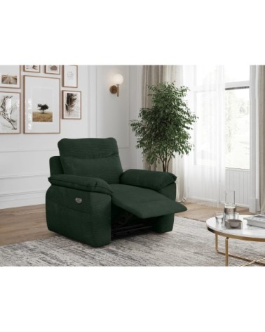 Fauteuil de relaxation électrique en velours côtelé vert foncé