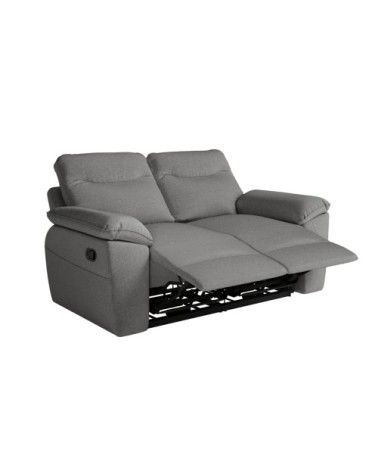Canapé de relaxation manuel 2 places en tissu - gris