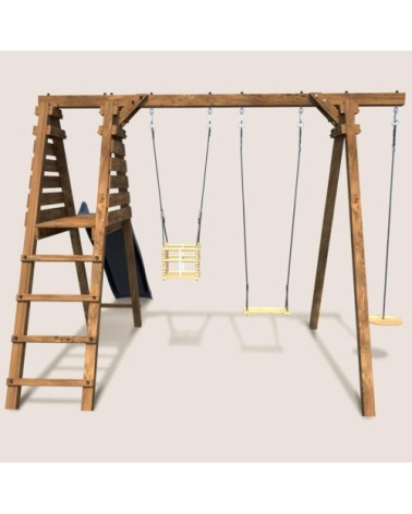 Balançoire objectif nature 3 agrès et toboggan
