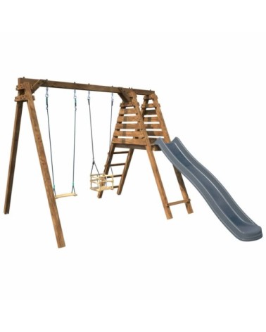 Balançoire objectif nature 2 agrès et toboggan
