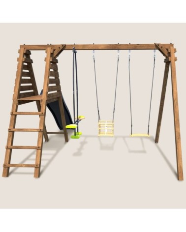 Balançoire objectif nature 3 agrès et toboggan