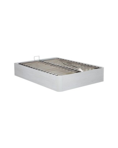 Sommier coffre h33 cm effet bois blanc 160 x 200 cm