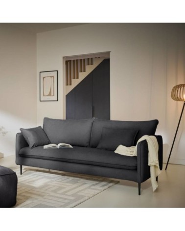 Canapé convertible 3 places en tissu carbone
