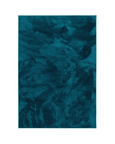 Tapis à poils longs moelleux uni pétrole 160x230 cm