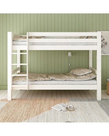 Lit superposé extra solide pin massif blanc 90x200 h160