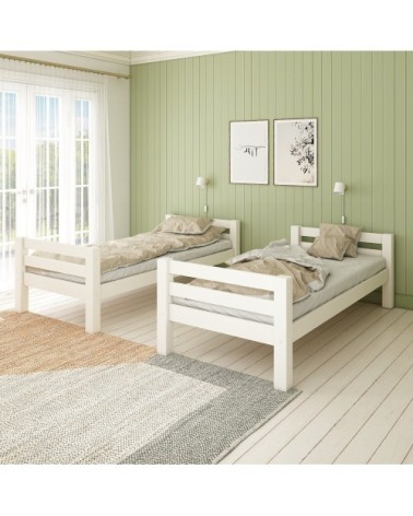Lit superposé extra solide pin massif blanc 90x200 h160