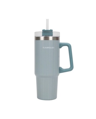 Mug isotherme avec paille acier inoxydable 0,9 litres Vert