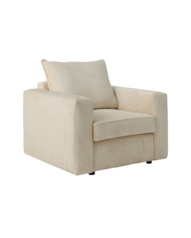 Fauteuil en velours côtelé beige