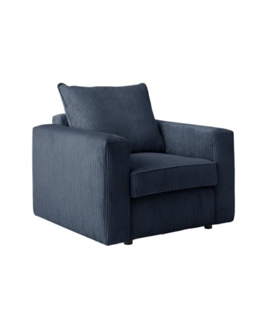 Fauteuil en velours côtelé bleu
