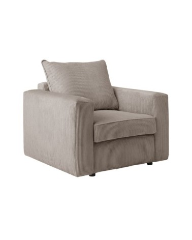 Fauteuil en velours côtelé taupe