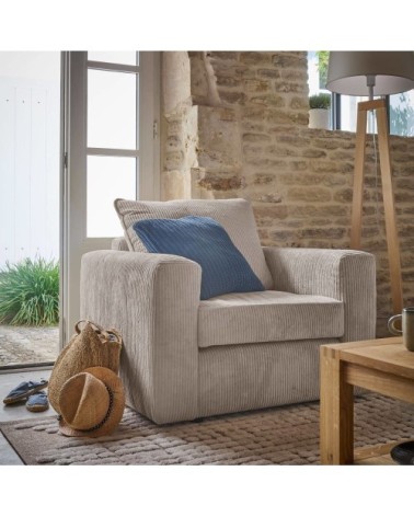 Fauteuil en velours côtelé taupe