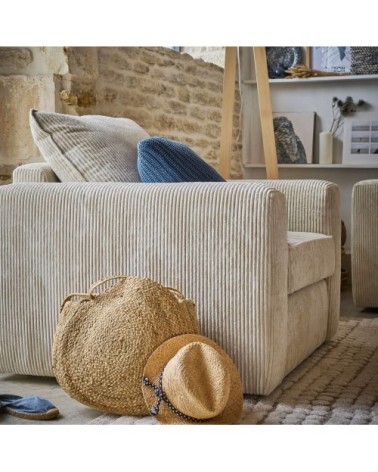 Fauteuil en velours côtelé taupe