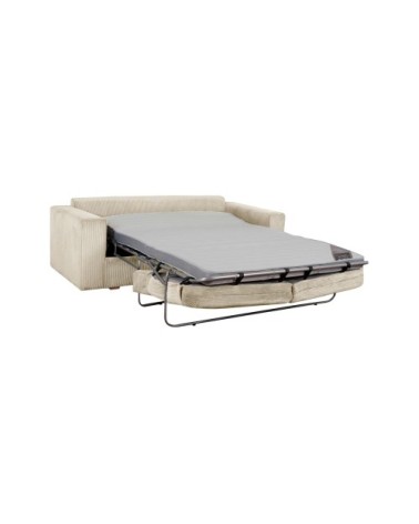 Canapé convertible 3 places en velours côtelé beige