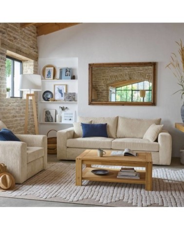Canapé velours côtelé 3 places beige