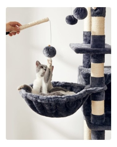 Arbre à chat xxl tour de jeux 164 cm 50 x 50 x 164 cm gris anthracite