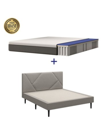 Ensemble lit matelas mémoire de forme ressorts 140x190