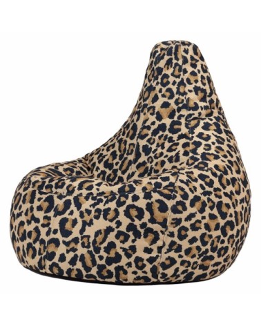 Pouf à dossier à dossier haut en tissu imprimé léopard