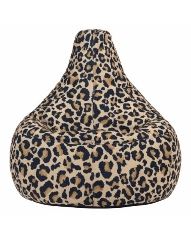 Pouf à dossier à dossier haut en tissu imprimé léopard