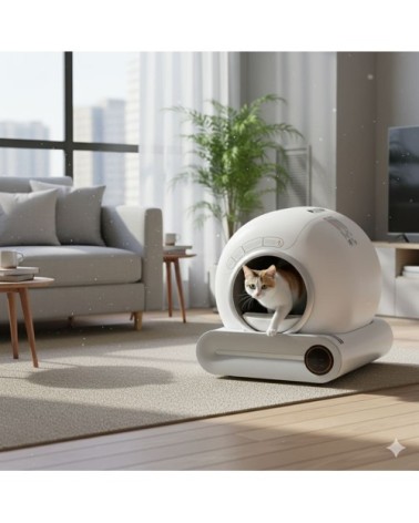 Litière automatique 65L pour plusieurs chats, nettoyage intelligent